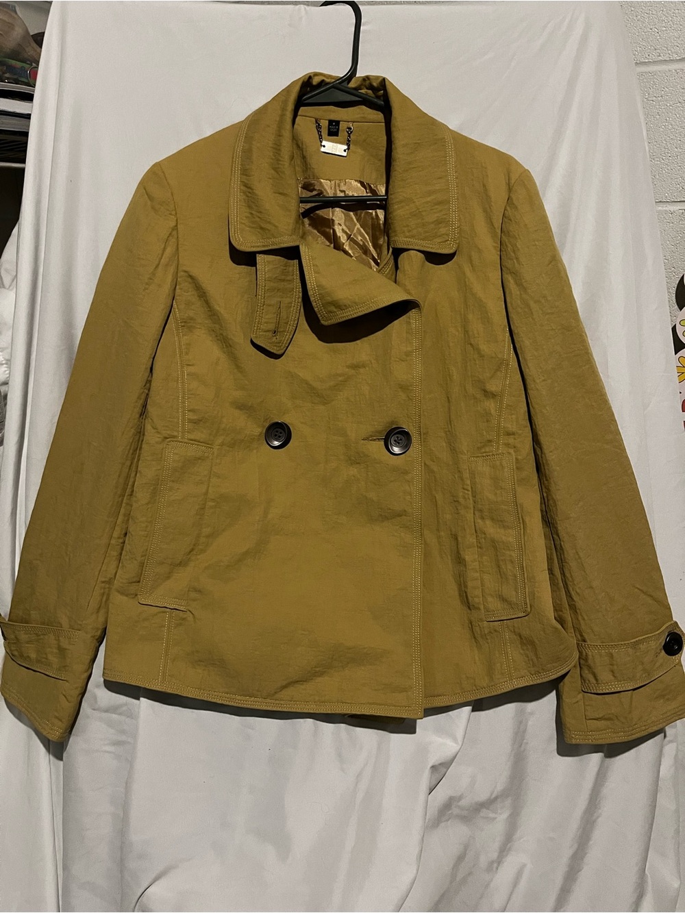 Double-Breasted Pea Coat Jacket in Mustard